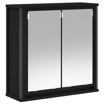 Mueble De Baño De Pared Con Espejo Roble Negro 60x21x60 Cm Vidaxl