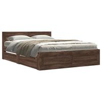 cama de matrimonio  cama de adulto  cama con cabecero madera de ingenieria marron roble 120x190 cm