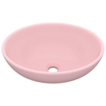 Lavabo De Baño Moderno | Lavabo De Lujo Ovalado Cerámica Rosa Mate 40x33 Cm