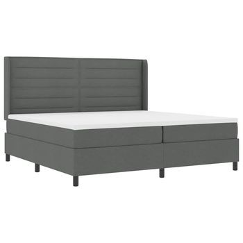 Cama Box Spring Led Con Colchón Gris Oscuro 200 X 200 Cm Tela Vidaxl