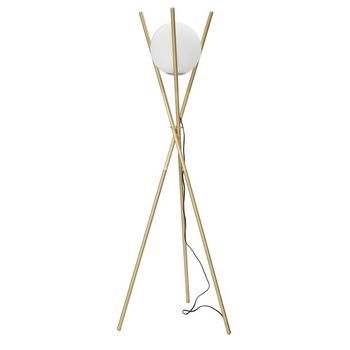 Lámpara De Pie De Metal Dorado Con Esfera De Cristal Blanco Ø 55x155 Cm