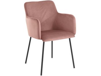 Juego de 2 sillas de comedor tapizadas en terciopelo rosa