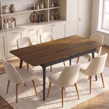 Mesa De Comedor De Mdf Homcom 130-160x85x75 Cm - Nogal Claro