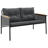 banco de jardin  banco exterior con cojines acero negro 116 cm
