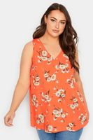 yours top sin mangas naranja de flores  mujer curvy y tallas grandes yours