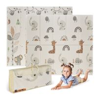 ms babyworld tapete de juegos fancy - alfombra de juegos para bebe 180x200x15 cm - doble cara tapete muy acolchado 15 cm grosos plegable y con bolsa de transporte - ideal para regalo