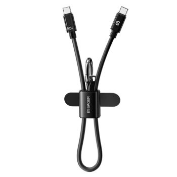 MENSAJE ES-X83 3A 60W Tipo C a Tipo C Cable de sujeción para carga rápida Transmisión de datos Núcleo de cobre 0,3 m de