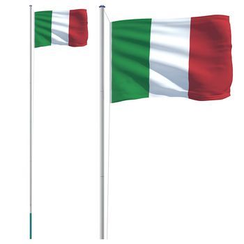 Mástil Y Bandera De Italia Aluminio 6,08 M Vidaxl