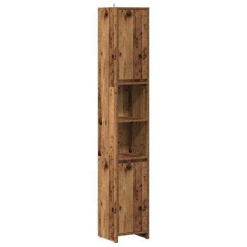 Mueble De Baño | Armario De Baño Madera De Ingeniería Envejecida 30x30x183,5 Cm