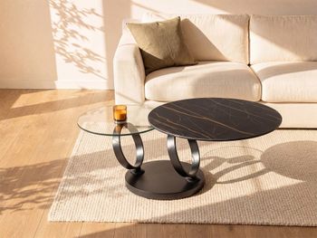 Mesa de centro cristal transparente, negro