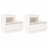 mesitas de noche 2 uds madera maciza de pino blanco 60x34x51 cm vidaxl