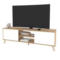 mueble tv oslo salon 2 puertas y 1 estante en colores roble gold y blanco mate 160x55x40 cm
