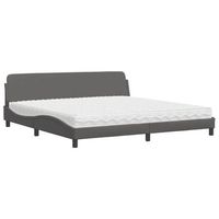 cama con colchon dover cuero sintetico gris 200x200 cm vidaxl