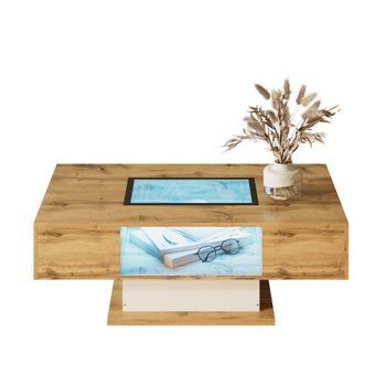 Mesa De Centro - Salón - Tablero De Partículas - Madera Y Blanco (110.2x60x39.7cm)