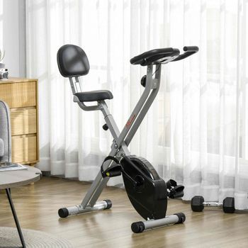 Bicicleta Estática Homcom Acero Abs Pvc, 43x97x109 Cm, Gris