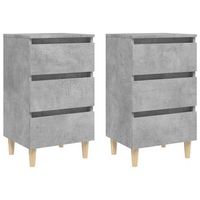 mesitas de noche 2 uds patas madera gris hormigon 40x35x69 cm vidaxl