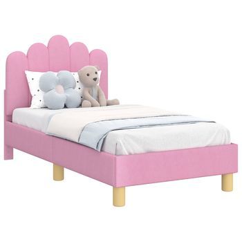 Estructura De Cama Para Niños Pequeños Con Cabecera Rosa Tela Vidaxl
