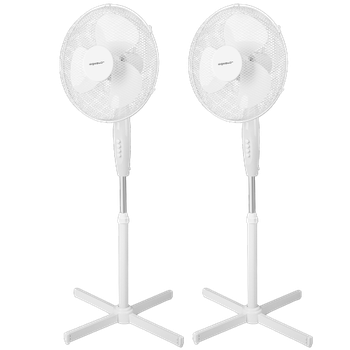 Aigostar Daisy - Ventilador de Pie, diámetro 41 cm. Ventilador de pie silencioso oscilante 80°, 45W, 3 Velocidades y altura ajustable 108-125cm. Silencioso para dormir. Color blanco. Daisy, 2 Piezas