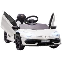 homcom coche electrico lamborghini para ninos velocidad max5 kmh puerta de tijera con control remoto mp3 1075x63x42cm blanco   aosom espana