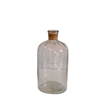 Garrafa de vidrio estriado y cuello de fibra 26 x 13 cm