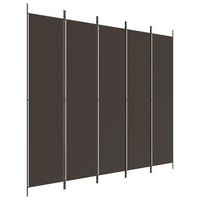 biombo separador de ambientes 5 paneles 250 x 220 cm tela marron y hierro dec030984