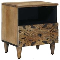 mueble cama - mesita de noche - madera de mango maciza - marron 40x33x46cm