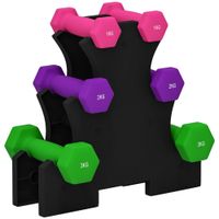 sportnow set de mancuernas hexagonal 2 x1kg 2 x2kg 2 x3kg con soporte de almacenamiento  para entrenamiento en casa multicolor