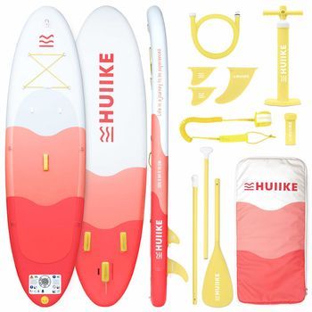 Tabla Paddle Surf Hinchable Con Accesorios, Huiike | Sup Con Remo, Quillas, Inflador, Roja, 10'