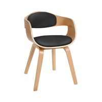 silla de madera con asiento en simil cuero naturalnegro