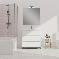 conjunto de bano wink  80 cm blanco  tres cajones  lavabo empotrado  mueble montado  no incluye espejo  alday