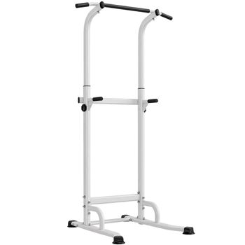 SPORTNOW Barra de Dominadas Altura Regulable Estación de Fondos Resistente para Gimnasio en Casa Entrenamiento de Fuerza Blanco