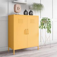 armario con 2 puertas en metal amarillo