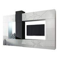 conjunto de muebles de sala blancos y negros colgantes coleccion cepto xxii 273cm 10 muebles leds modulares