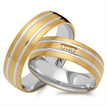 Alianzas 8 quilates oro amarillo-blanco 3 diamantes