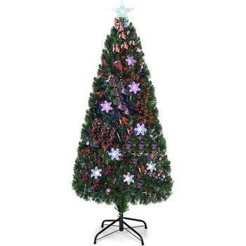 180cm Árbol De Navidad Artificial Costway Verde Con Fibra Óptica (220 Ramas, 180cm)