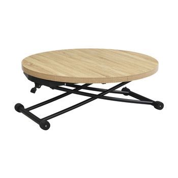 Mesa Centro Redonda Elevable Y Extensible Funcional