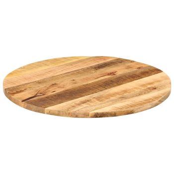Tablero De Mesa | Tablero Escritorio Redondo Madera Maciza Mango Rugosa Ø 70x1,5 Cm