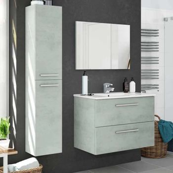 Pack Muebles Baño Plutón Diseño Moderno (mueble Baño+espejo+columna+lavabo Cerámica)