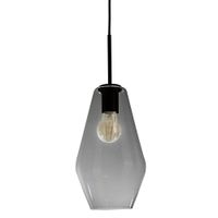 lampara colgante decorativa de vidrio ahumado y metal en acabado negro