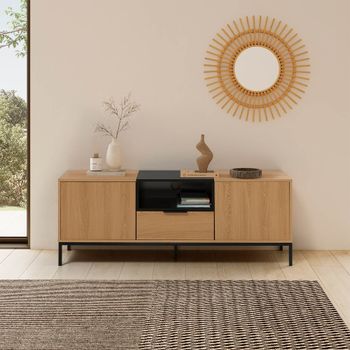 Mueble tv 2 puertas 1 cajón roble