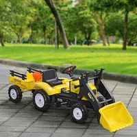 tractor a pedales para ninos homcom pp pvc metal 167x41x52cm amarillo