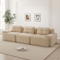 sofa modular de 3 plazas - mueble para salon - pana - beige 293x104x69cm
