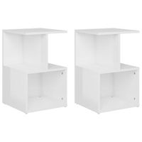 mesitas de noche 2 uds contrachapada blanco brillo 35x35x55 cm vidaxl