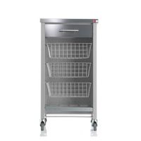 carrito de cocina con ruedas chelsea r encimera de acero inoxidable 3 cestas cajon y botellerogris