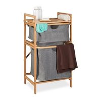 cesto para ropa sucia con 2 compartimentos gris 80 cm