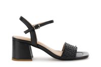 sandalias de piel con tiras tejidas black