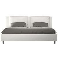 cama para adultos moderna con cojines acolchados de piel sintetica anja-color blanco-ropa de cama 200x200 cm