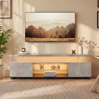 mueble para tv con iluminacion led y compartimentos de almacenamiento fabricado en madera de ingenieria colores gris y negro 130x40x48cm
