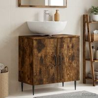 vidaxl mueble de lavabo para bano haarlem roble ahumado