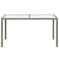 mesa de jardin  mesa de exterior vidrio templado ratan sintetico gris 150x90x75cm